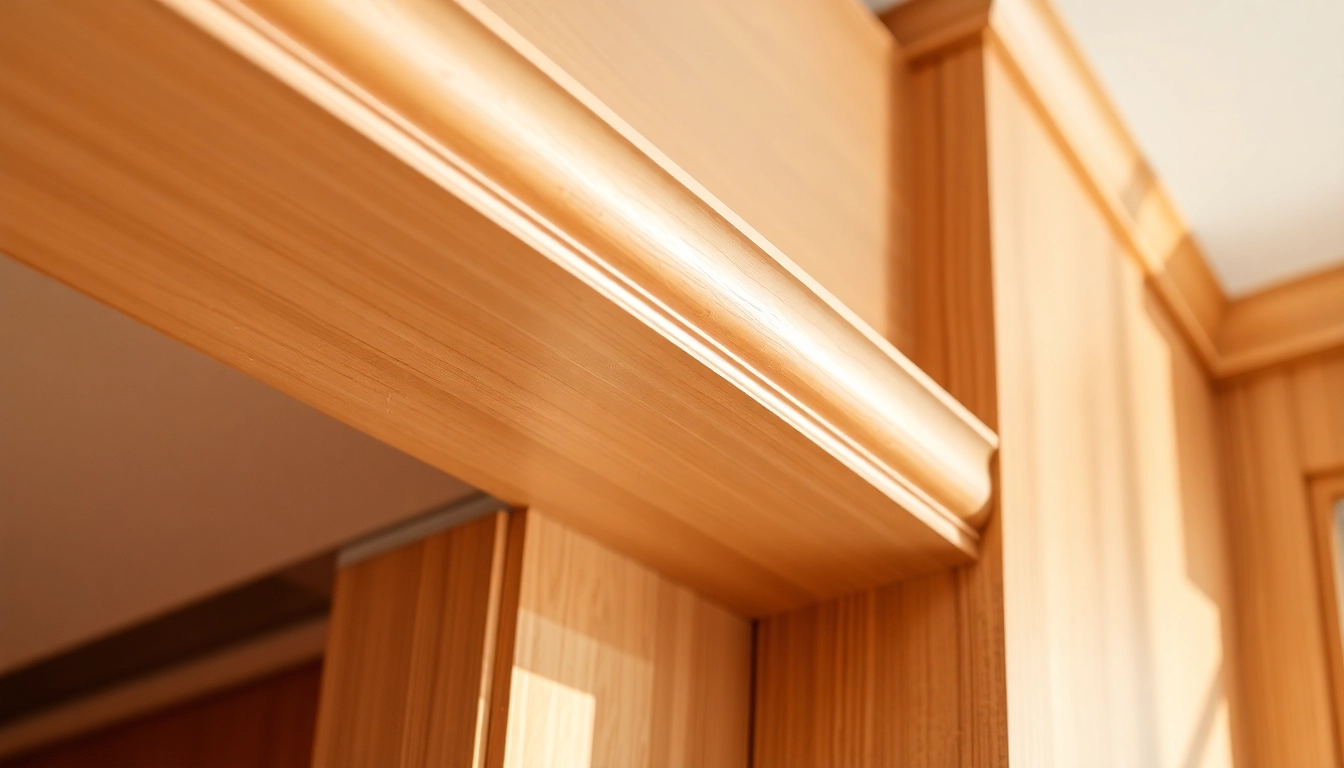 High-quality finish trim installed on a wall, showcasing clean lines, smooth surfaces, and detailed craftsmanship for a polished interior look.