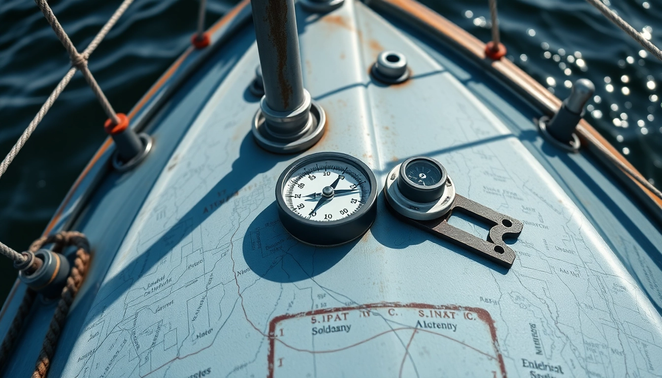 Detailed Boots Versegelung with navigational tools and charts, aiding maritime orientation and