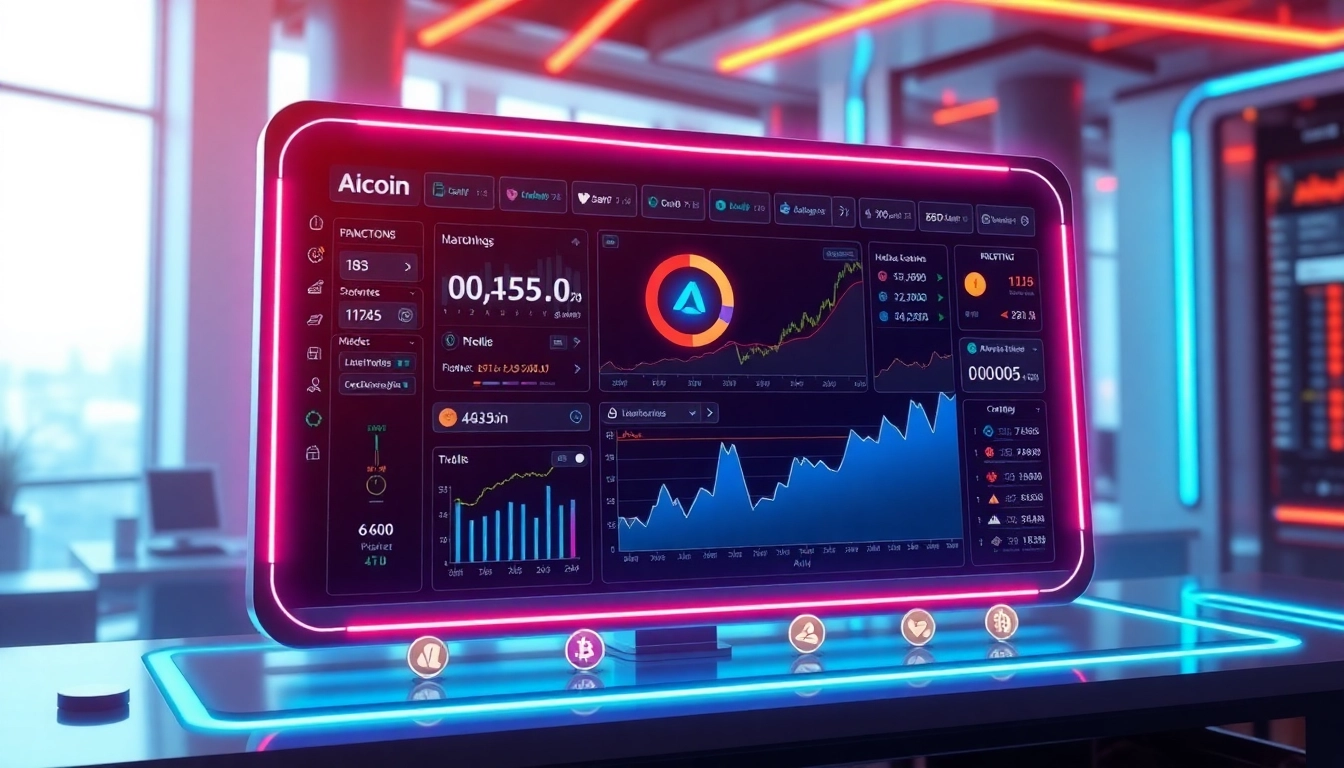 Aicoin digital dashboard with real-time market charts and analytics for investment insights